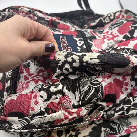 Jansport Mini Backpack Day Bag Hearts Black Pink - Picture 3 of 9